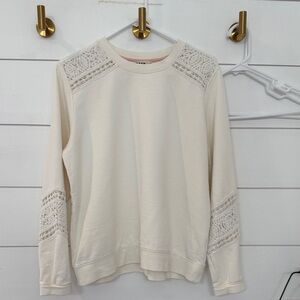 Boden Cream Crochet-Trim Pullover